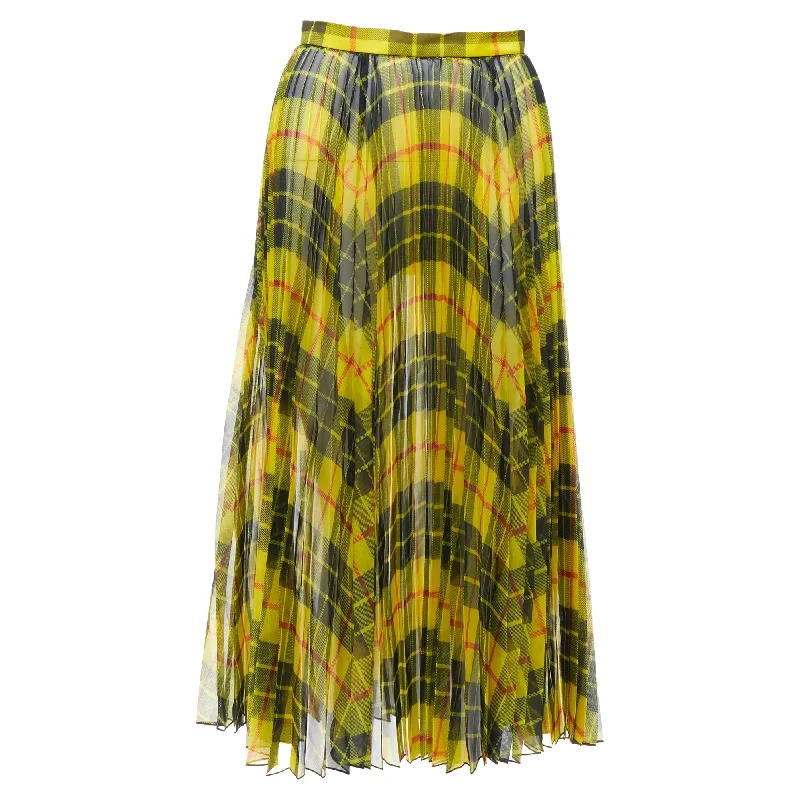Junya Watanabe sheer punk plaid tartan pleated midi skirt ruffled skirt detail