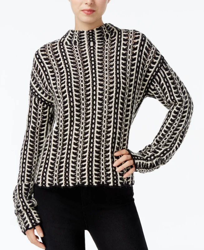 Rachel Rachel Roy Patterned Mock-Neck Sweater Tailored Straight A-Line
