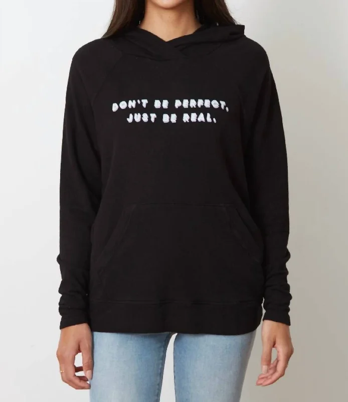 Elvy Hoodie In Don't Be Perfect Hoodie with Color Block Contrast Stylish
