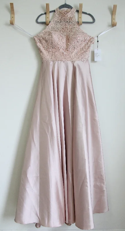 NEW Alyce Rose Taupe Pink Lace Top Formal Long Dress | 8 Tunics Mesh breathable