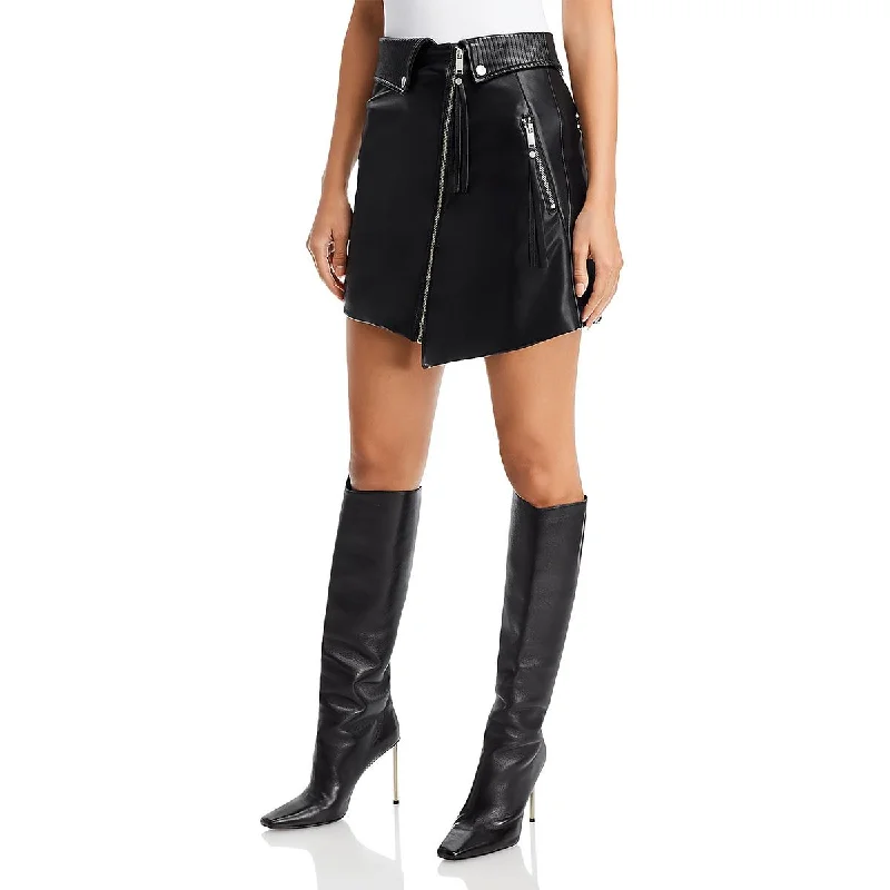 Womens Faux Leather Envelope Front Mini Skirt lightweight skirt design