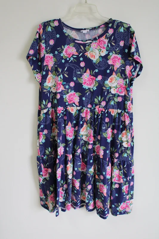 LuLaRoe Blue Floral Tiered Dress | M Tunics Timeless classic