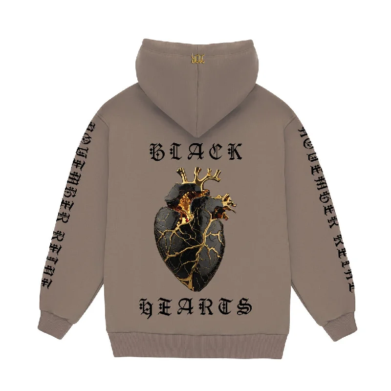 November reine (Taupe "black heart luxury heavyweight hoodie) Hoodie with Oversized Fit Loose Comfortable