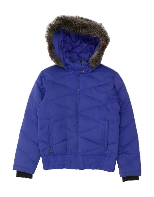 COLUMBIA Womens Omni-Shield Hooded Padded Jacket UK 10 Small Purple Fleece Jacket Down Jacket Feather Jacket