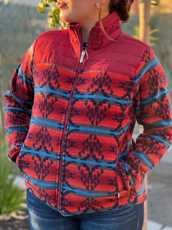 Ariat Women Sun-Dried Tomatoe Fleece Sweater Fleece Fabric Down Fabric Feather Fabric