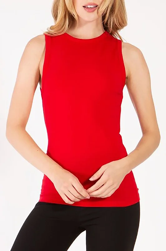 Women's Casual Sleeveless High Neck Tank Top cropped tank top
