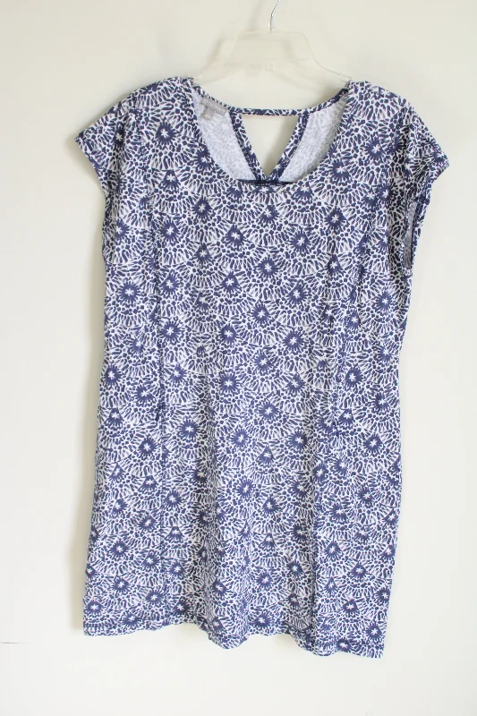 T By Talbots Blue Patterned Dress | L Casual Short Summer