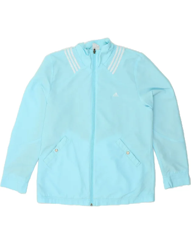 ADIDAS Womens Rain Jacket UK 20 2XL Blue Polyester Satin Jacket Silk Jacket Chiffon Jacket