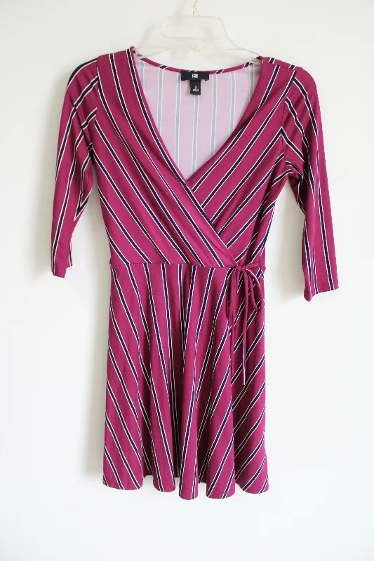 IZ Byer Dark Pink Magenta Striped Dress | S Tunics Business professional