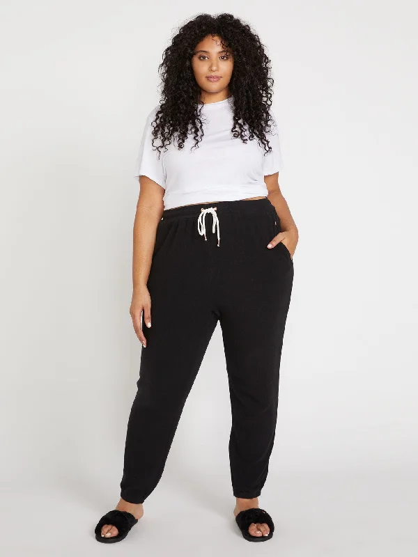 Lived In Lounge Plus Size Fleece  Pant - Black Comfortable Cargo Pants
