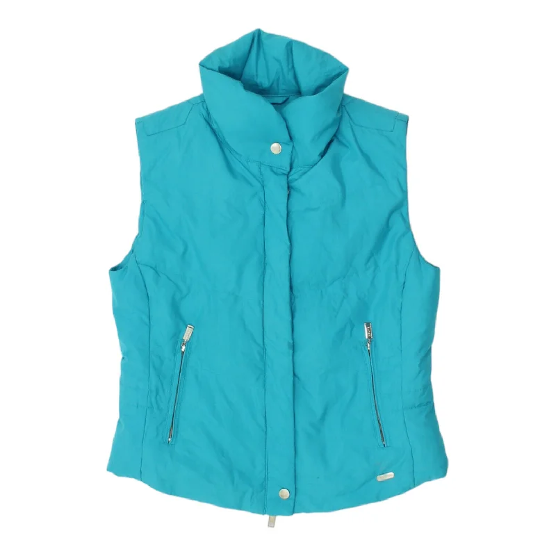 Belfe Womens Blue Padded Gilet | Vintage Designer Sleeveless Puffer Jacket VTG Chenille Jacket Brocade Jacket Lace Jacket