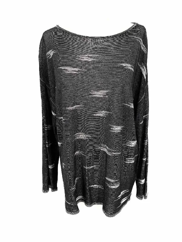 Eileen Fisher Ikat Jacquard Boat Women's Charcoal Long Tencel Size S Sweater Beaded Sweater Sequined Faux Fur