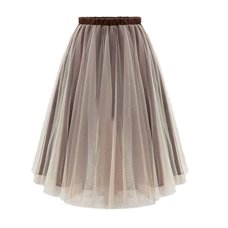 Style Women Midi Skirts Long Tulle Skirt Pleated Adult tutu Plus Size wool skirt sturdy