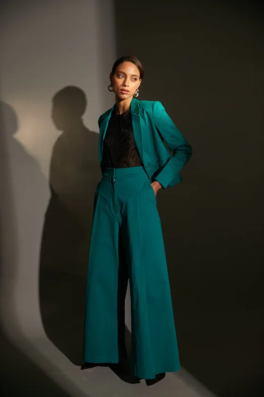 Jade Blazer and Palazzo Pants High-Waist Jogger Pants