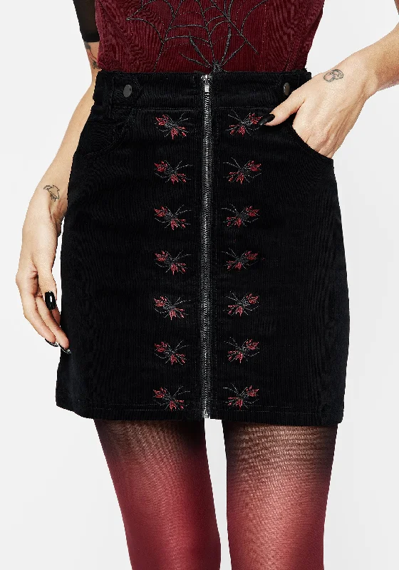 Spiderbite Embroidered Cord Mini Skirt leather skirt modern