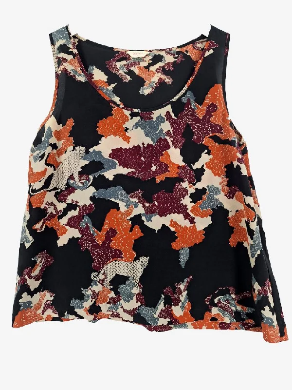 Gorman Silk Leopard Tank Top Size 10 high neck tank
