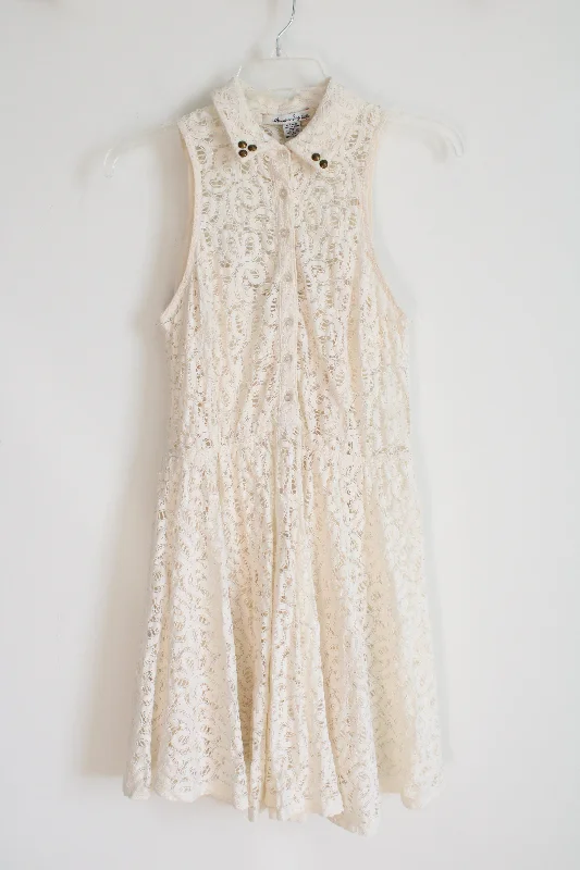American Rag Cream Lace Collared Dress | M Tunics Formal black