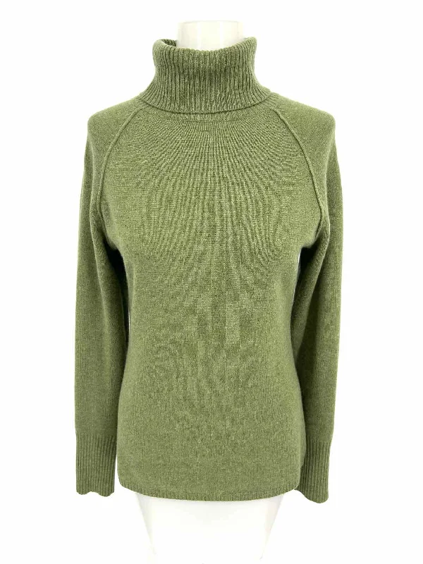 just cashmere Women's Green Turtleneck Size S Sweater Layered Multi-layer Single Layer