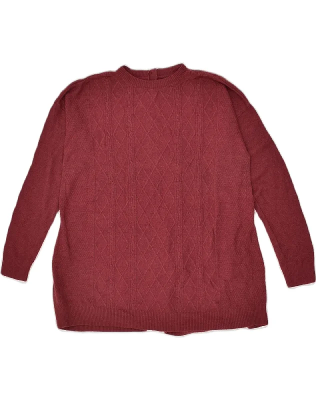 FAT FACE Womens Crew Neck Jumper Sweater UK 12 Medium  Burgundy Wool Jersey Fabric Tulle Fabric Batik Fabric
