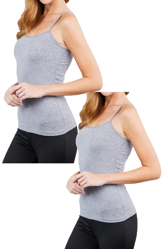 Women's Cropped Cami Tank with Adjustable Spaghetti Straps 2-Pack peach tank top
