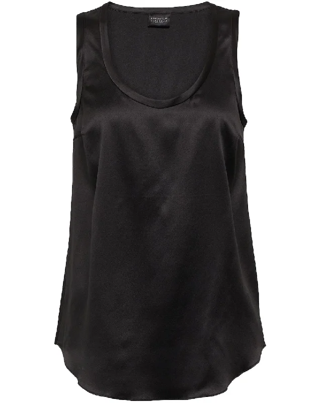Black Silk Scoopneck Tank chic tank top