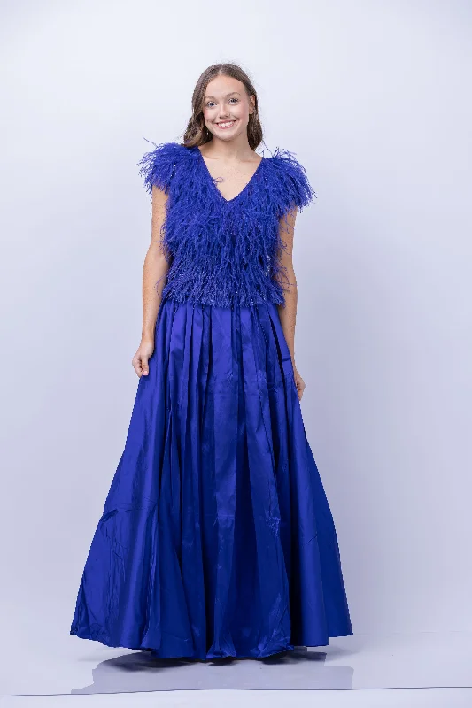 Emily Shalant Taffeta Ball Skirt in Royal cashmere skirt fine
