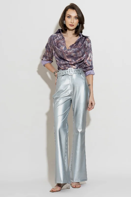 VIOLA Cowl Shirt and CELESTE Pants Co-ord Stylish Paperbag Waist Pants