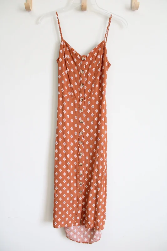 Aeropostale Orange Midi Button Down Dress | XS Maxi Flowy Bohemian