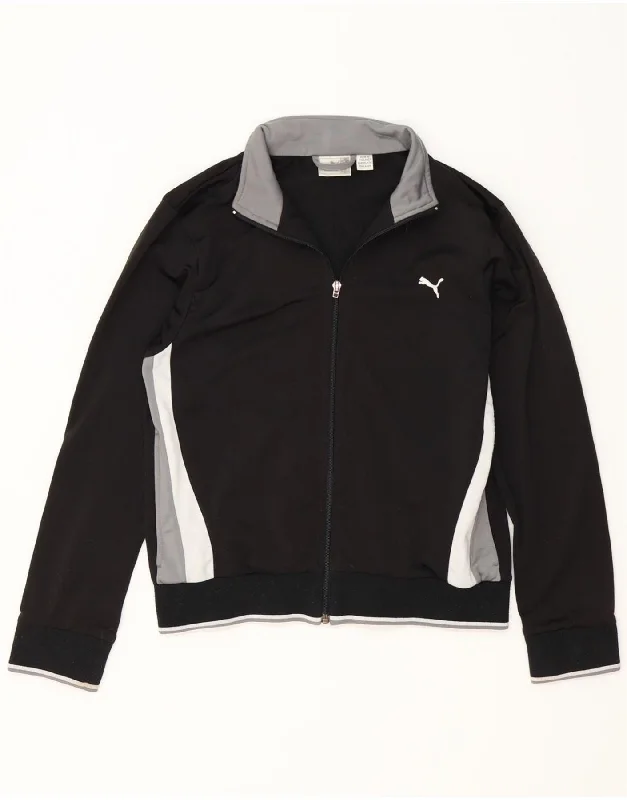 PUMA Womens Tracksuit Top Jacket UK 14 Large Black Colourblock Belted Jacket Elasticated Jacket Padded Jacket