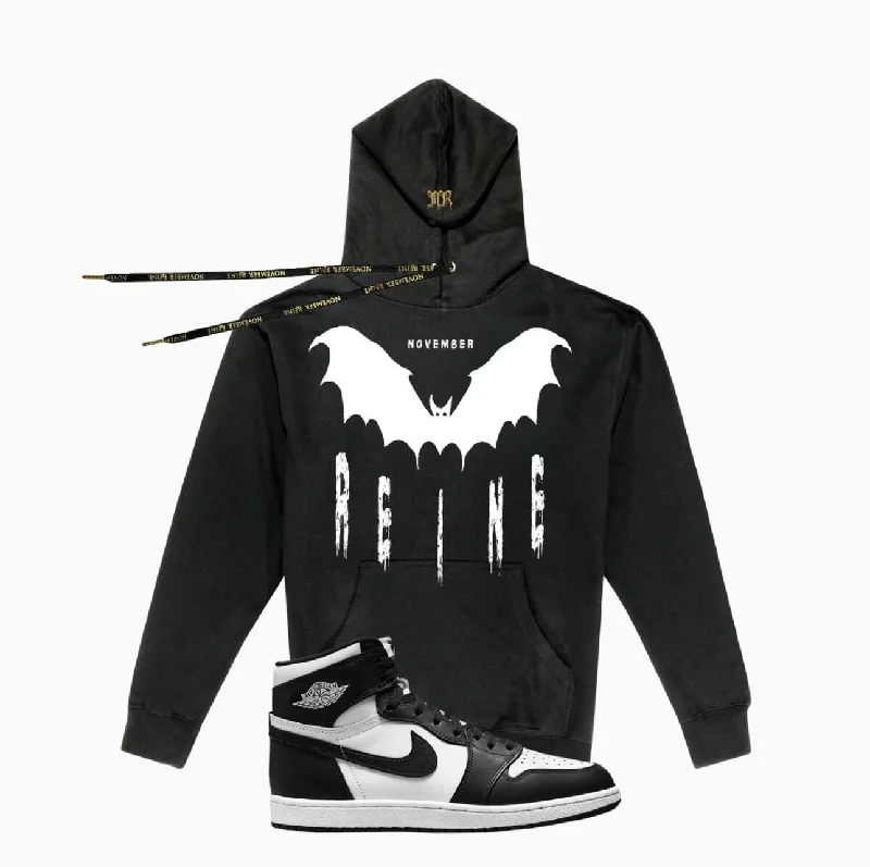 November Reine (Black Hoodie) Hoodie with Drop Shoulder Relaxed Streetwear