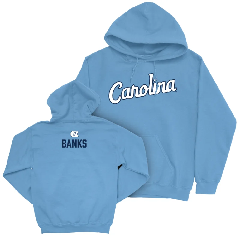 UNC Women's Track & Field Carolina Blue Script Hoodie - Sydney Banks Hoodie with Drawcord Adjustable Secure