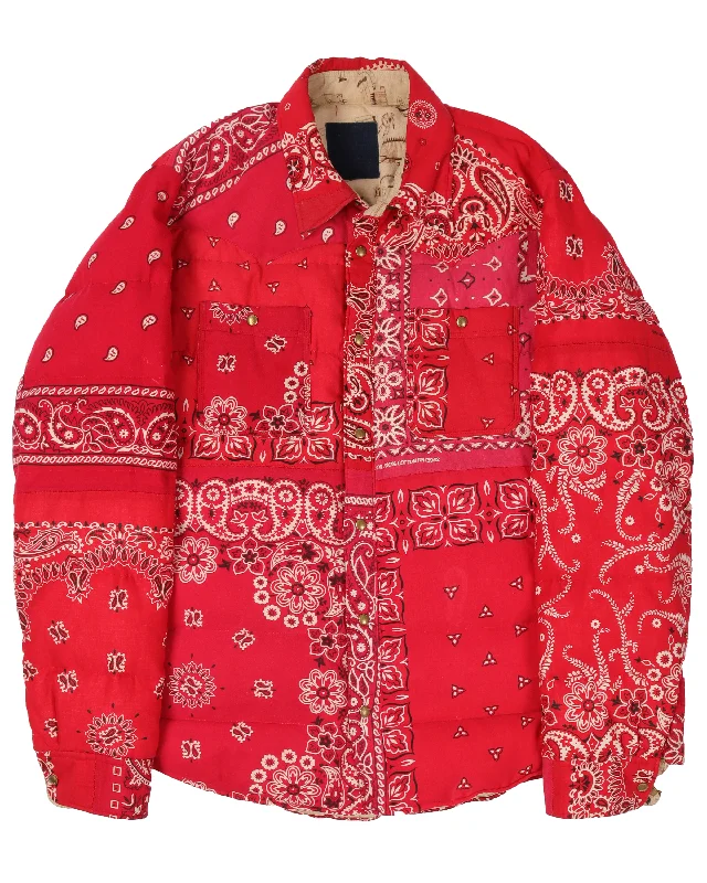 FW 2012 Red Bandana Kerchief Down Jacket Faux Fur Jacket Real Fur Jacket Shearling Jacket