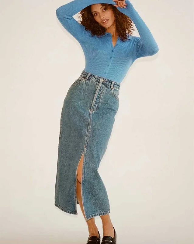 Chicago Skirt Lyocell Blue silk skirt lustrous