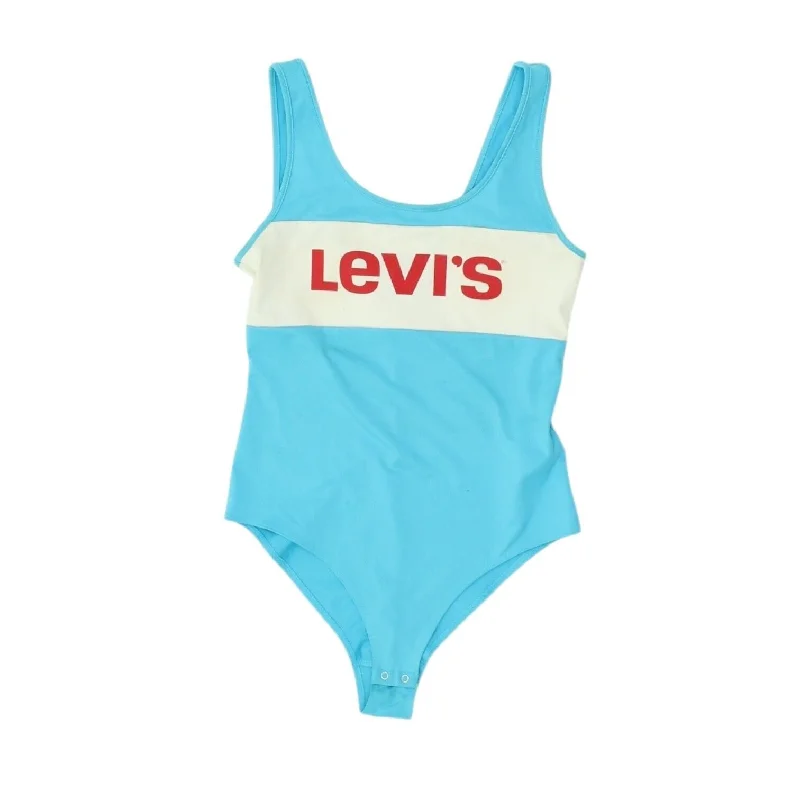 Levi's Womens Blue Bodysuit | Vintage Fitness Sportswear Designer 1 Piece VTG Trendy Activewear Bodysuit