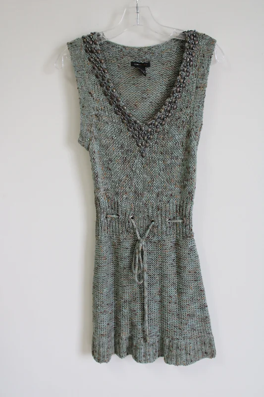 BCBG Maxazria Green Knit Beaded Dress | L Tunics Favorite customer