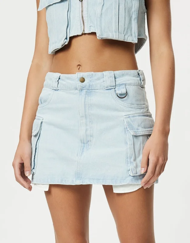 DICKIES 874 Light Denim Cargo Womens Mini Skirt - Sky Blue cashmere skirt fine