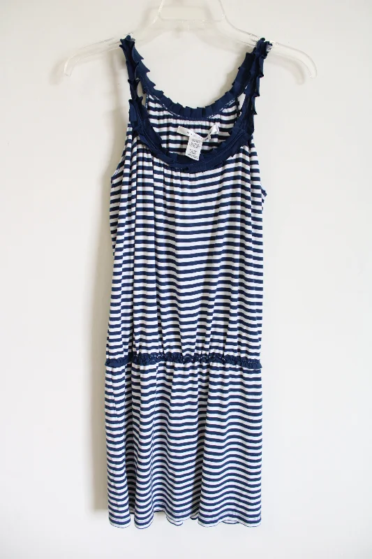 Max Studio Blue Striped Dress | XS Off-the-shoulder Chic Trendy