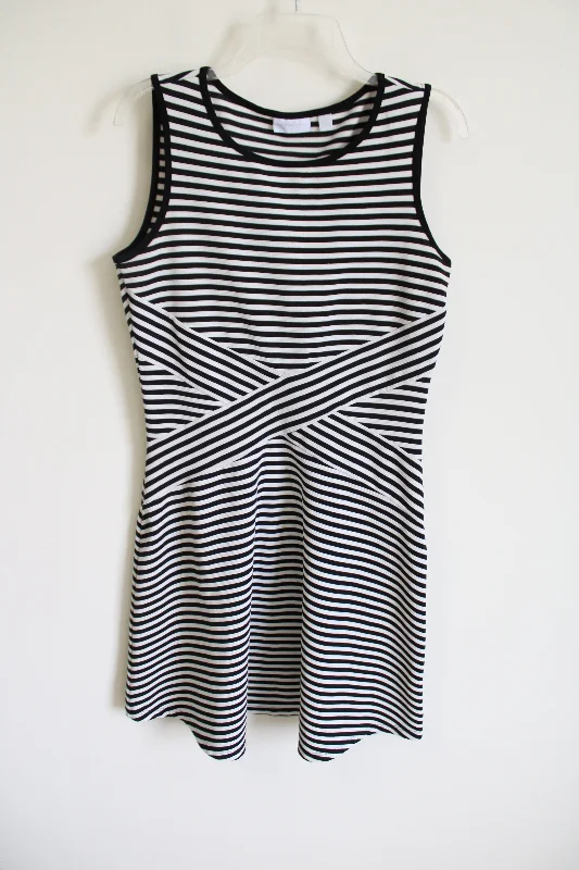 New York & Co. Black White Criss-Cross Stripe Dress | M Tunics Hiking breathable