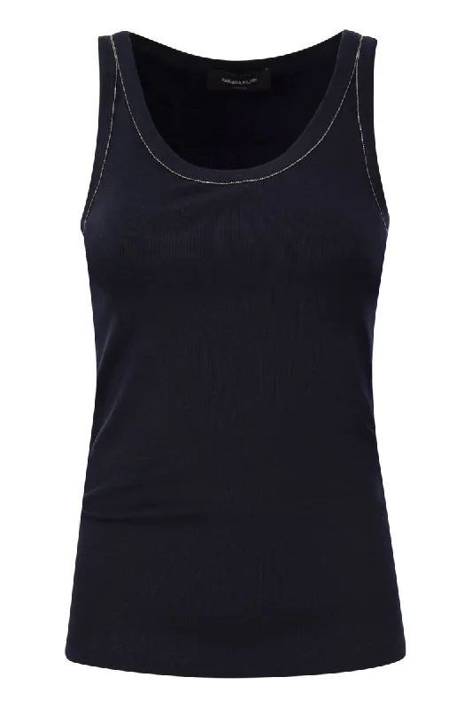 Ribbed jersey tank top coral tank top