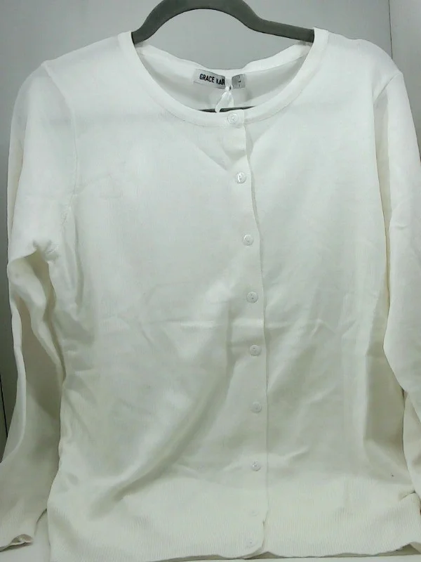 Inspired Ivory Womens Grace Karin Buttonend Fashion Hoodie Size L Hoodie with Snap Buttons Easy Quick