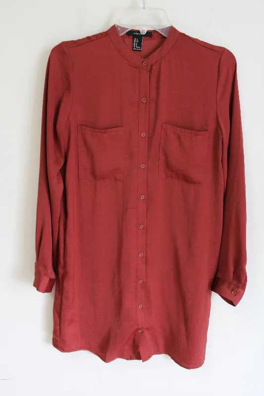 Forever 21 Terracotta Button Down Satin Dress | S Tunics Stylish elegant