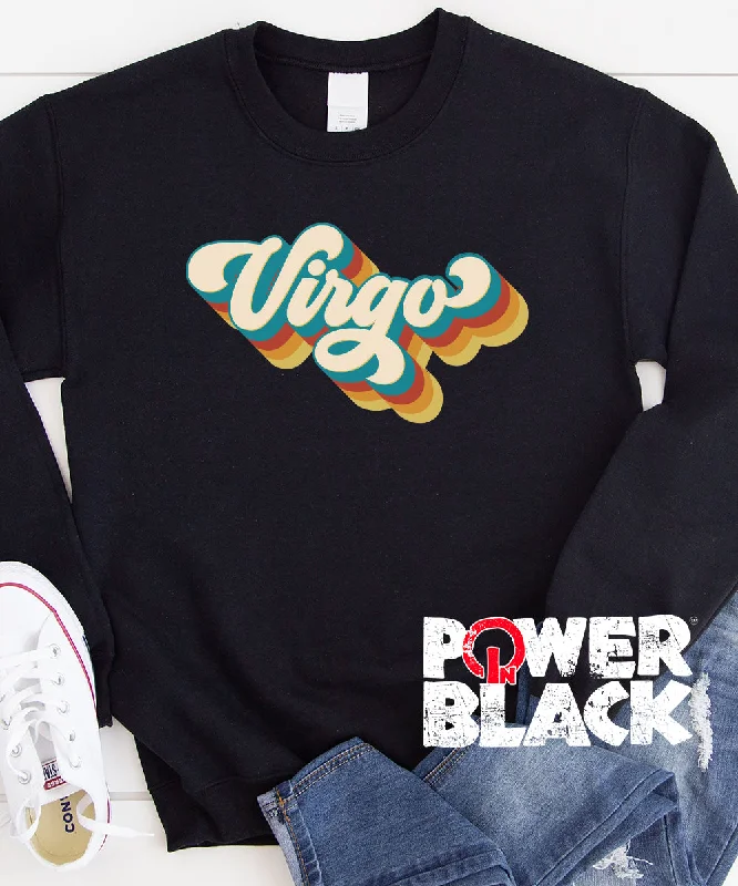 Retro Virgo Zodiac Sweatshirt Hoodie with Batwing Sleeves Loose Dramatic