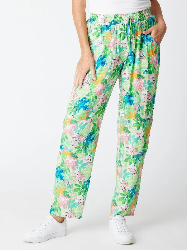 Lucy Pant - Leaf/Print - 30288 Comfortable Denim Pants