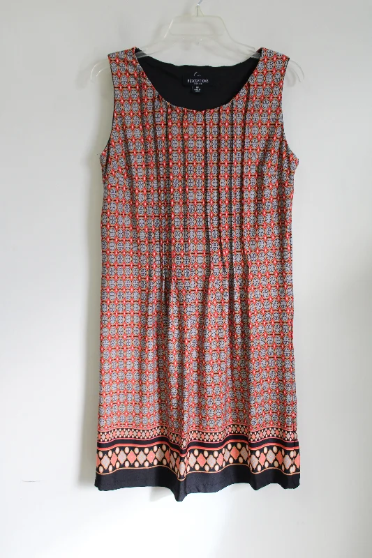 Perceptions Orange Patterned Dress | 8 Petite Tunics Luxurious high-end