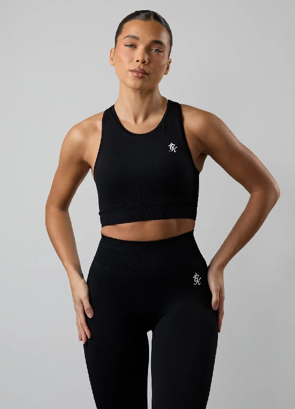 Gym King Elevate Seamless Tank - Black halter tank top