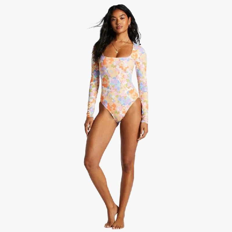 Billabong Womens Paradise Cove Bodysuit Multi Elegant Button-Up Bodysuit