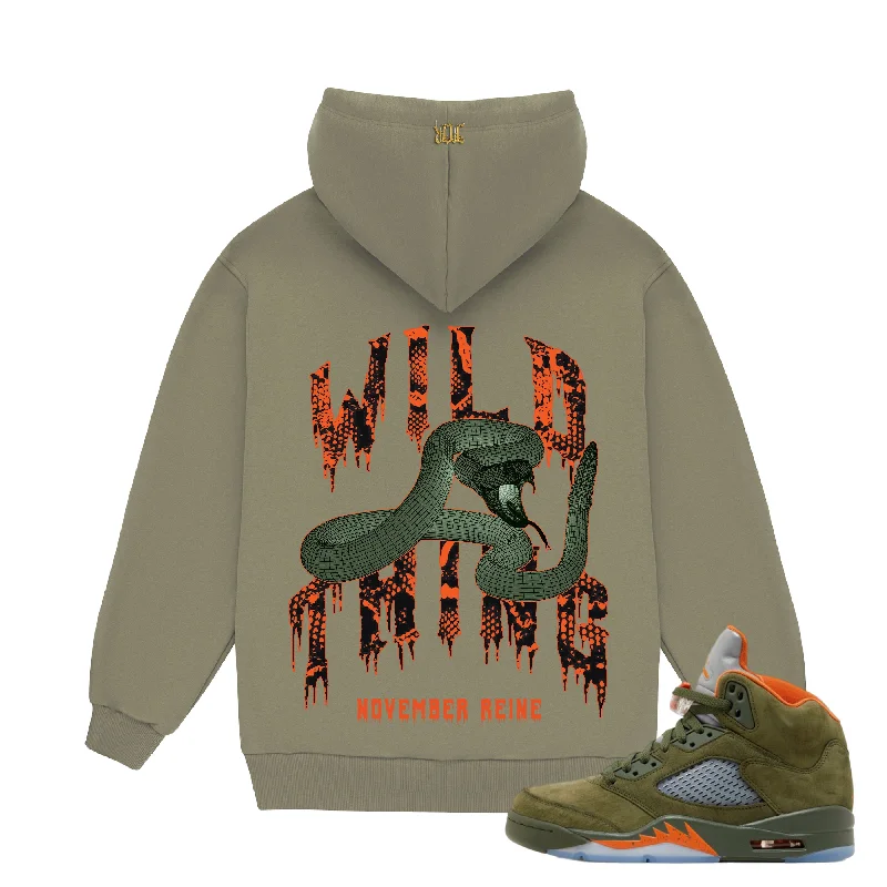 November reine (Army/orange  “Wild thing hoodie) Hoodie with Monochrome Minimalist Simple