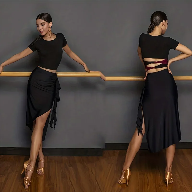 Asymmetrical Tango Practice Skirt | 916 ribbed skirt waist