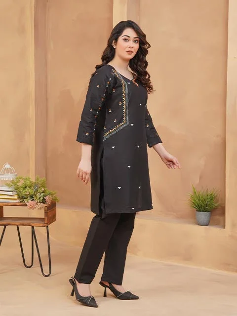 Black Grace Embroidered Dress Tunics Spring floral