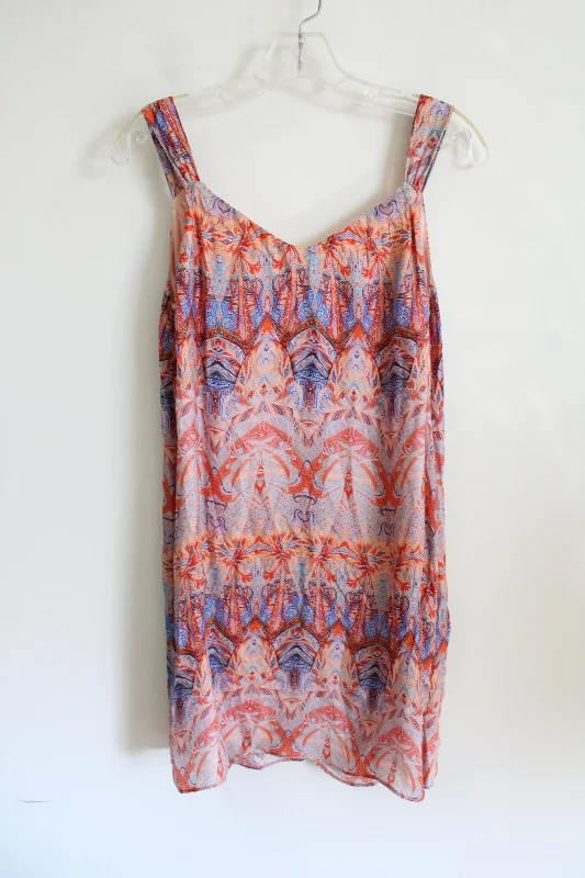 Tangerine NYC Orange Patterned Dress | XS sweetheart Neckline Romantic